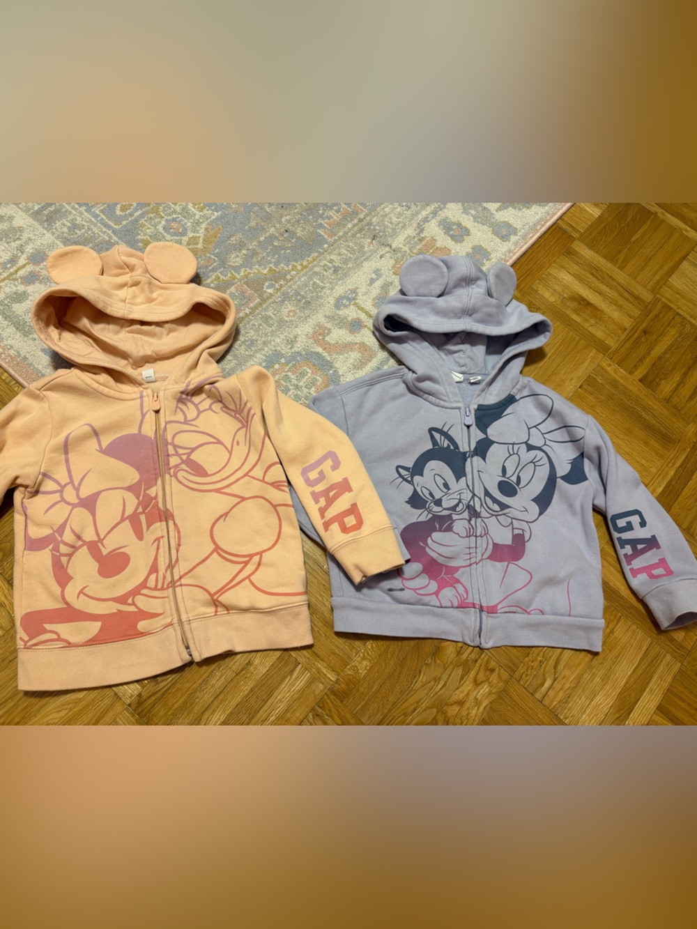 GAP Kids' Minnie & Daisy Hooded Zip Sweatshirt - Peach and Lavender 3-4 years